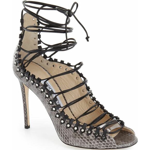 Jimmy Choo Koko Snake Ankle Lace Up Strappy Sandals Size 38.5 NIB Heels $1650 - Picture 11 of 11
